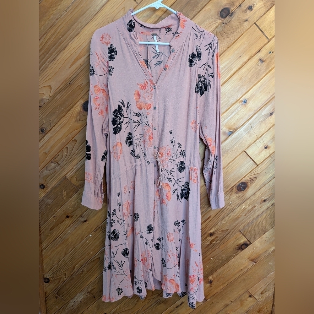 Free People Lena Floral Mini Shirt Dress Size Large